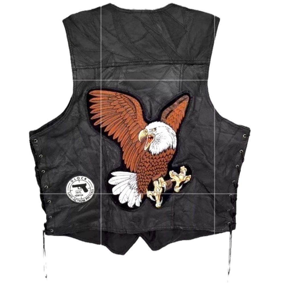 Flying Scotsman Collection Men’s Black Leather Motorcycle Vest
